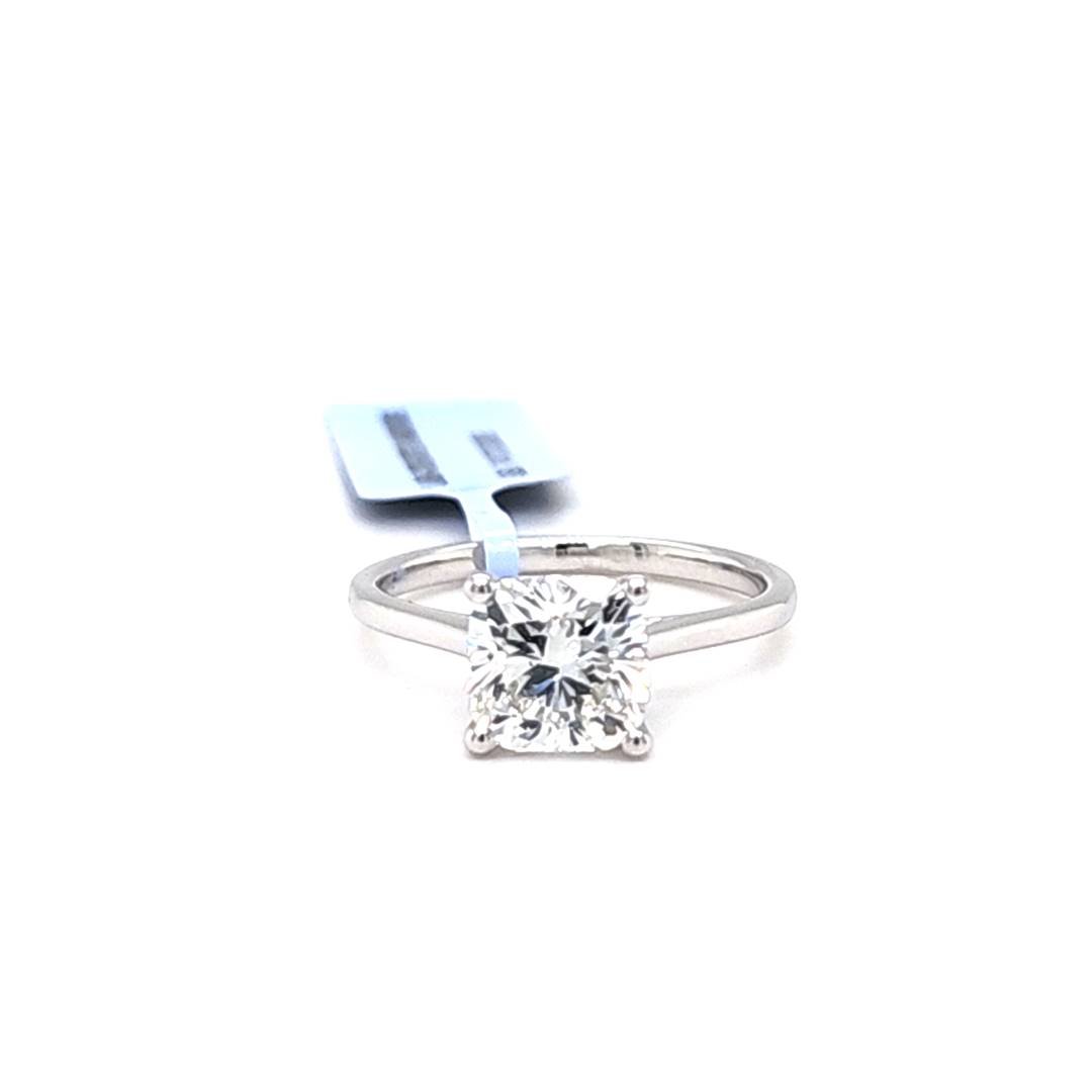 LG - 14K 2.01CT D-RING LDS CUSHION CUT CERTIFIED PRONG